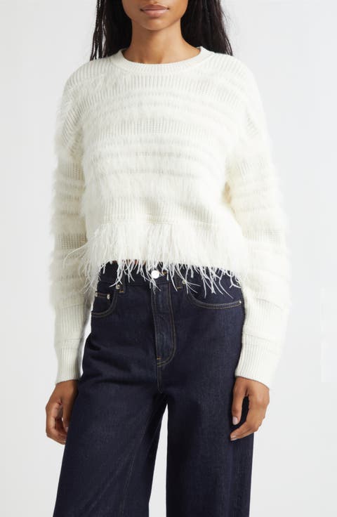 Vivi Feather Trim Wool Blend Sweater