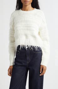 Cinq à Sept Vivi Feather Trim Wool Blend Sweater
