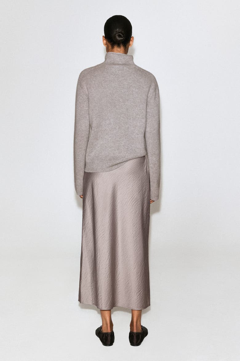 Crinkled-Satin Midi Skirt, Alternate, color, DOVE GRAY