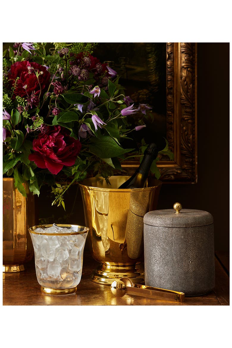 Faux Shagreen Ice Bucket, Alternate, color, DOVE