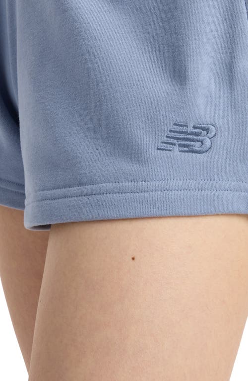 New Balance Coastal Fleece Cotton Blend Drawstring Shorts In Blue