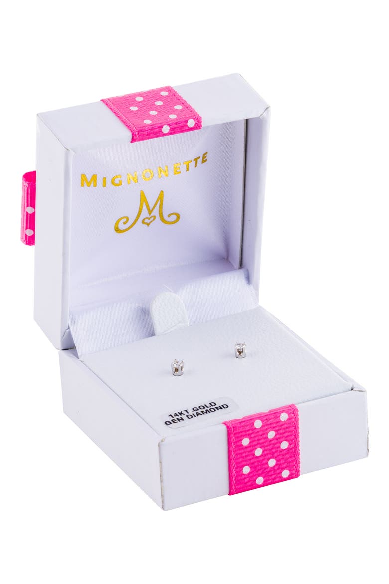 14k White Gold & Diamond Earrings, Alternate, color, WHITE