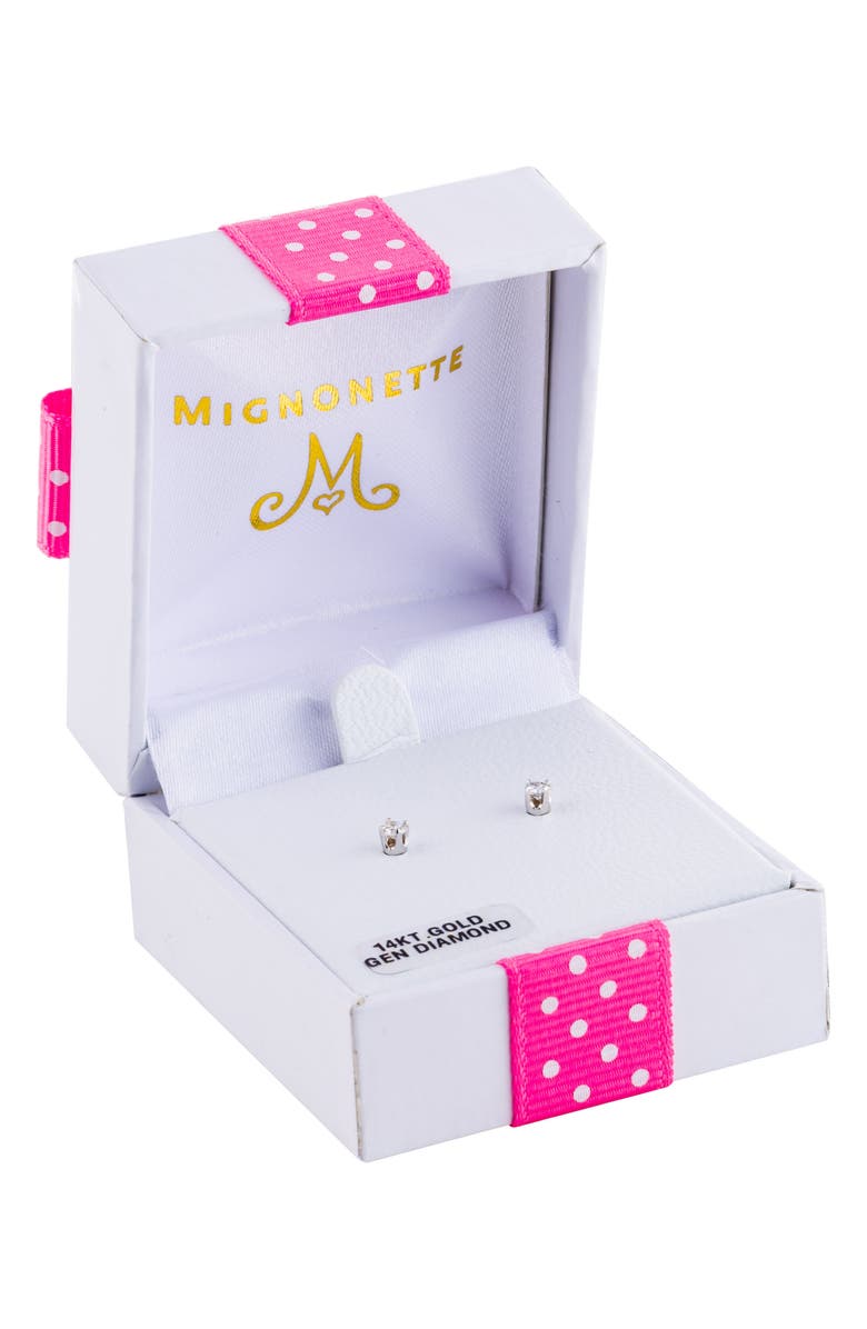 Mignonette 14k White Gold & Diamond Earrings, Alternate, color, White