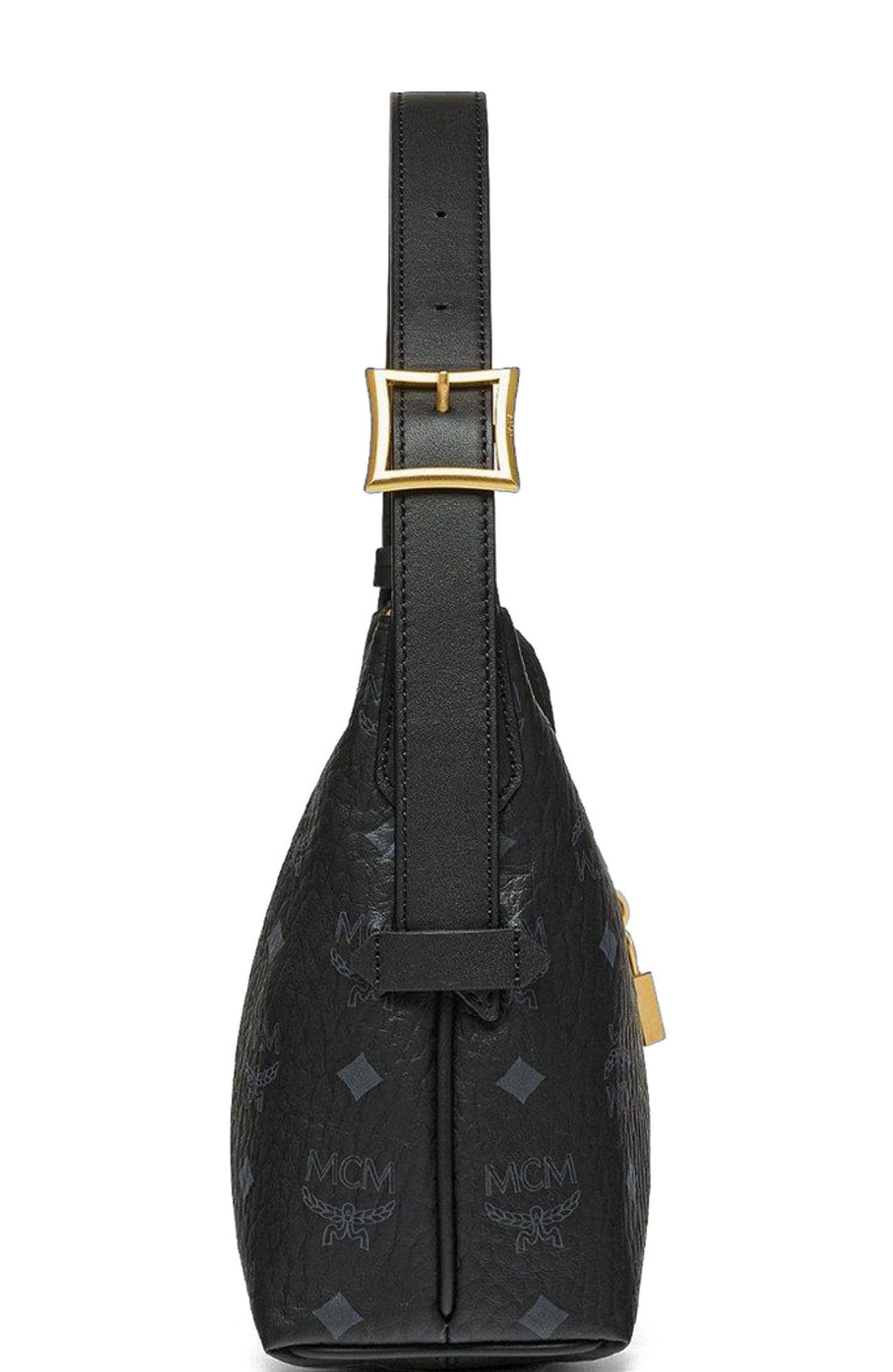 MCM Aren Hobo in Visetos, Alternate, color, Black