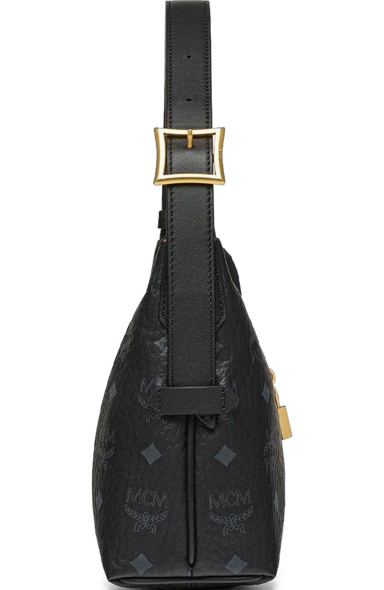 MCM Aren Hobo in Visetos, Alternate, color, Black