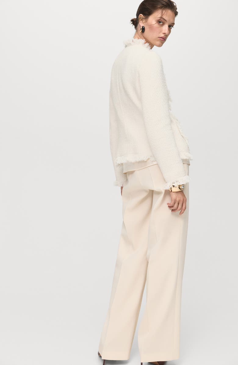 MANGO Fray Trim Tweed Jacket, Alternate, color, Off White