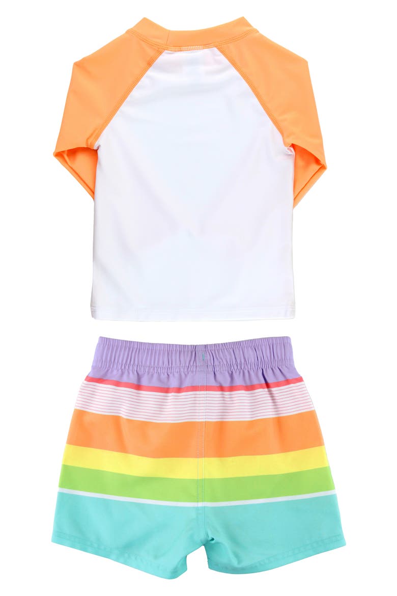 Kids' Island Stripe Two-Piece Rashguard Swimsuit, Alternate, color, MULTI-COLOR