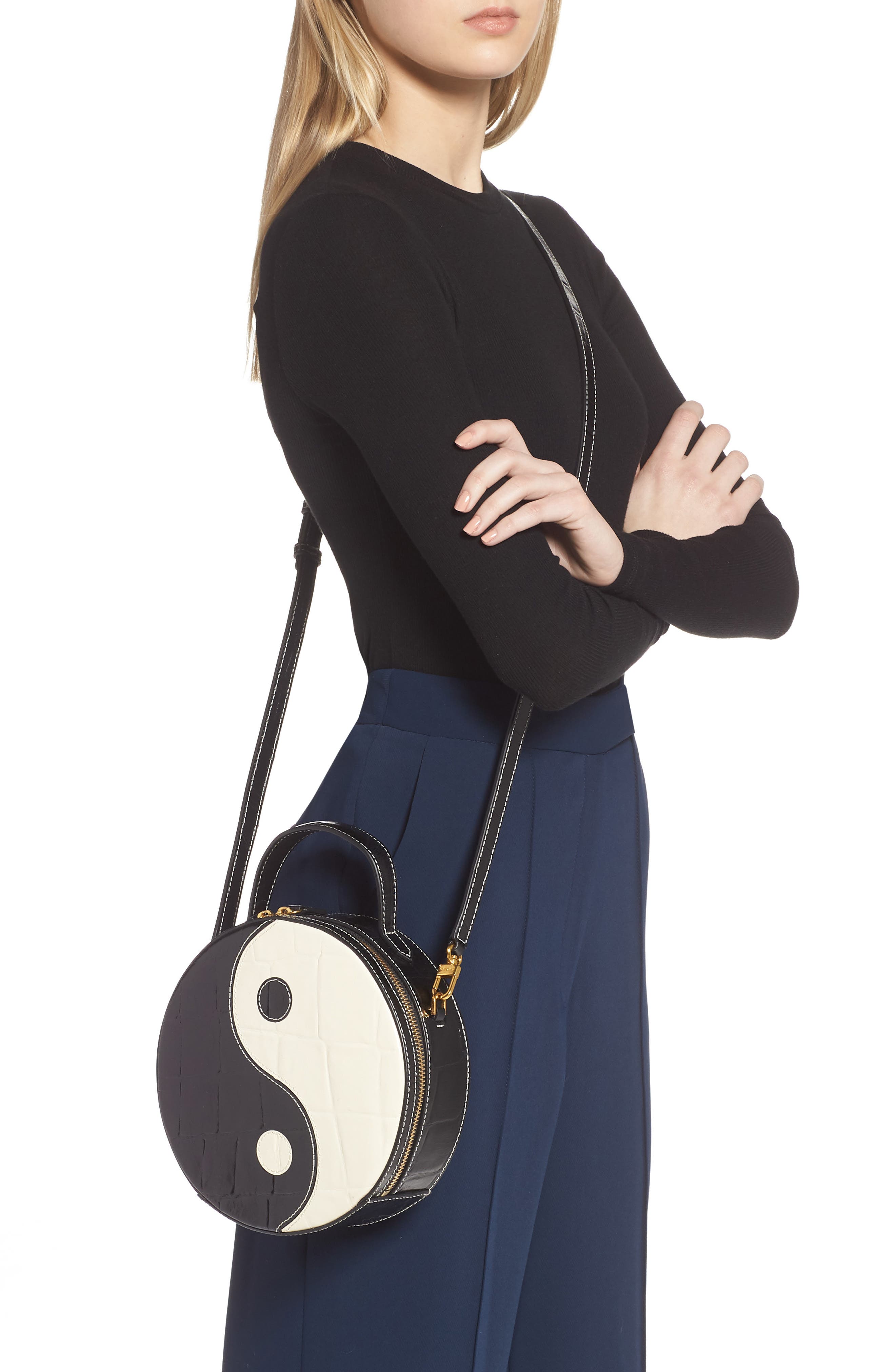 STAUD Yin Yang Leather Crossbody Bag, Alternate, color, 