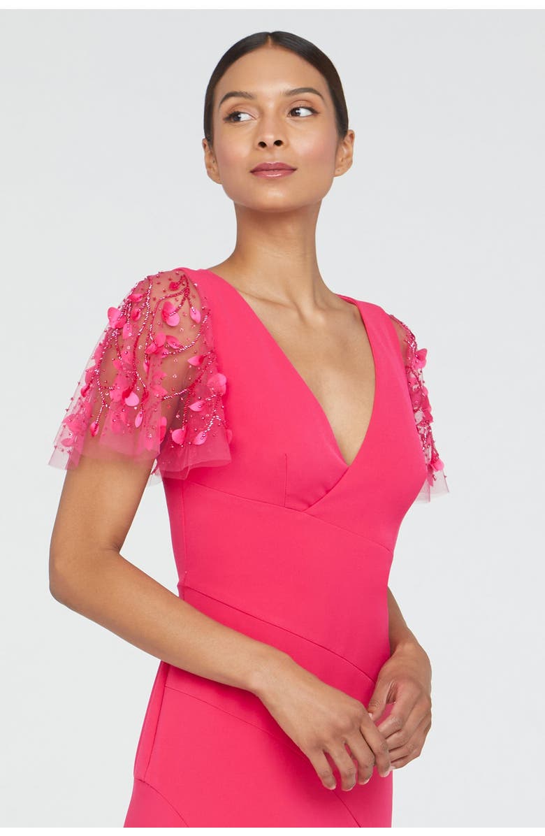 Theia Jazlyn Asymmetric Dress, Alternate, color, Begonia