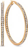 STEELTIME 18k Gold Plated Cubic Zirconia Oval Hoop Earrings