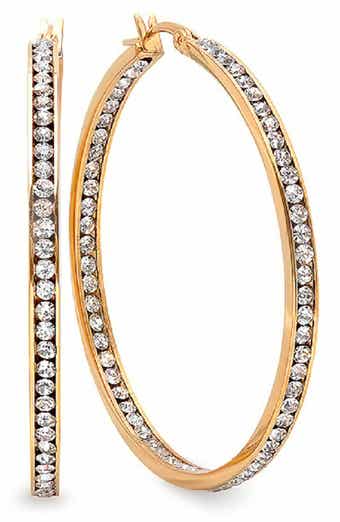 18k Gold Plated Cubic Zirconia Oval Hoop Earrings