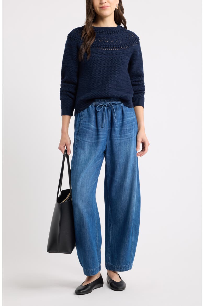 Mixed Stitch Wool & Cashmere Sweater, Alternate, color, NAVY NIGHT