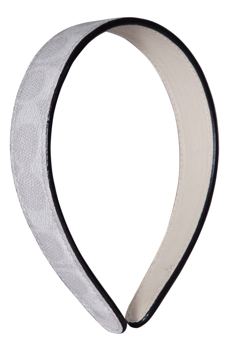 COACH Signature Leather Headband, Main, color, Off White