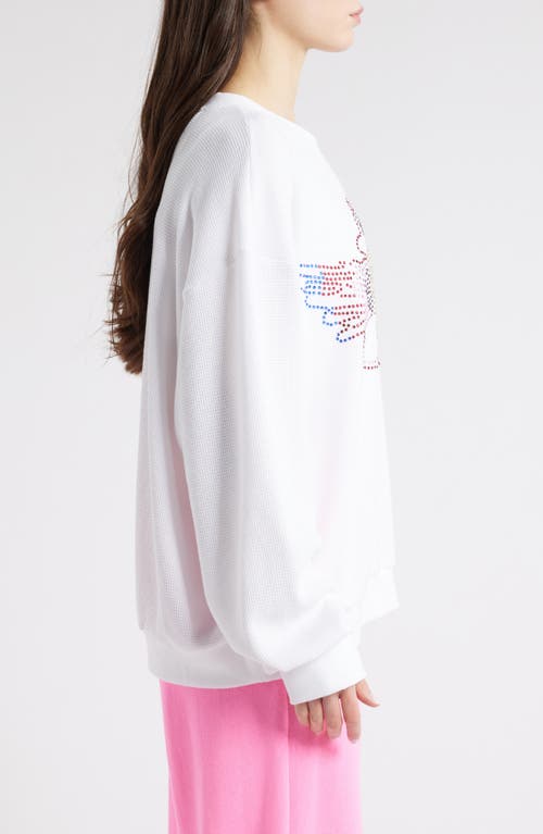 Boys Lie Sundays Wednesdays Kara Rhinestone Waffle Knit Top In White