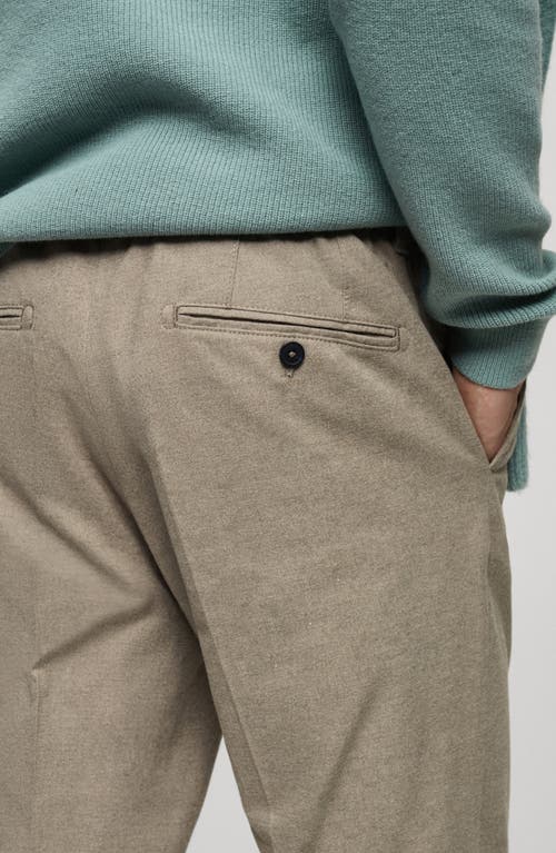 Mango Regular Fit Navy Flat Front Textured Stretch Cotton Pants In Beige