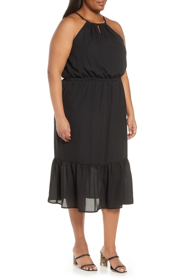 Gibson x International Women's Day Living in Yellow Halter Midi Dress, Alternate, color, BLACK