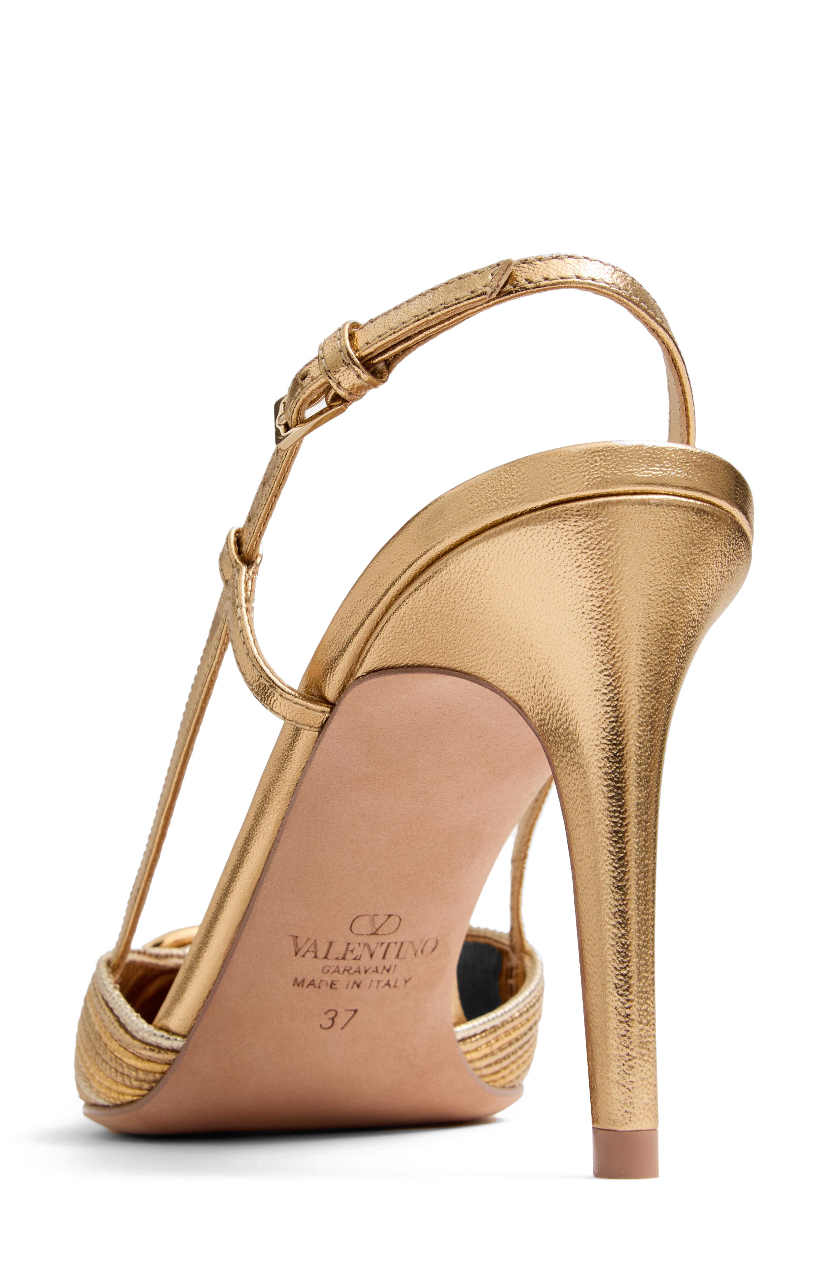 Valentino Garavani VLOGO Signature Metallic Slingback Pump, Alternate, color, Gold
