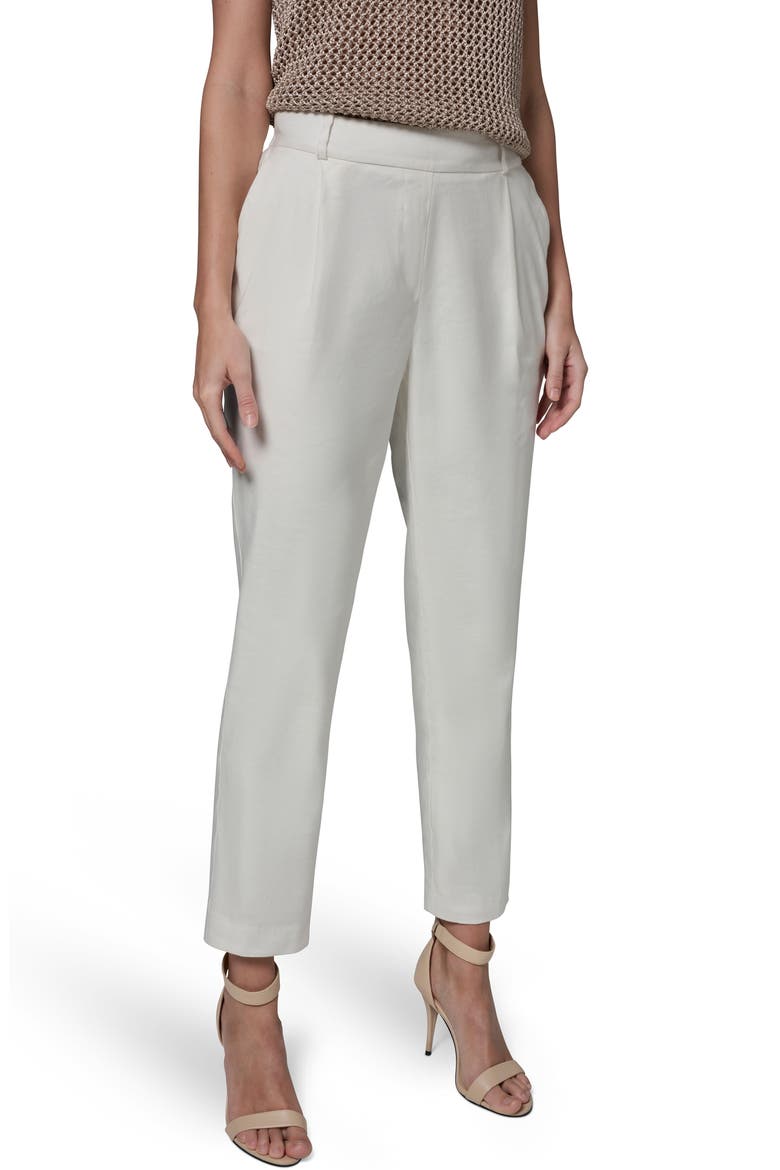 Linen Blend Straight Leg Ankle Pants, Alternate, color, CREAM
