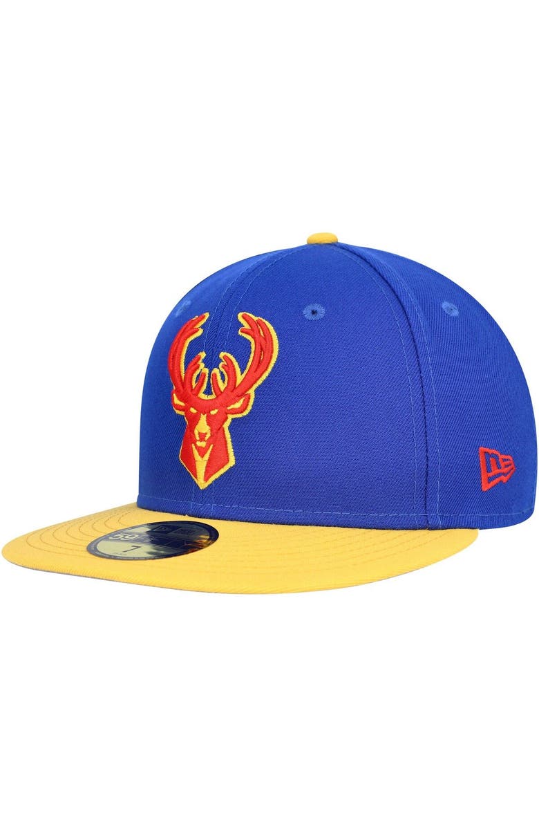 New Era Men's New Era Blue Milwaukee Bucks Side Patch 59FIFTY Fitted Hat, Alternate, color, 