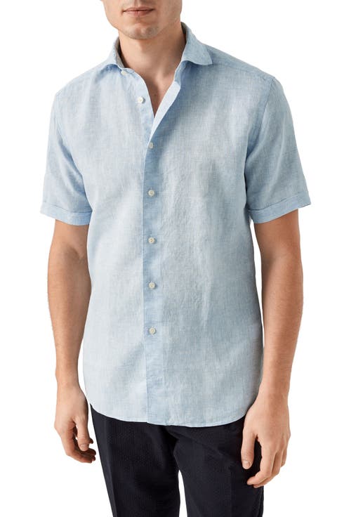 Contemporary Fit Short Sleeve Linen Dress Shirt