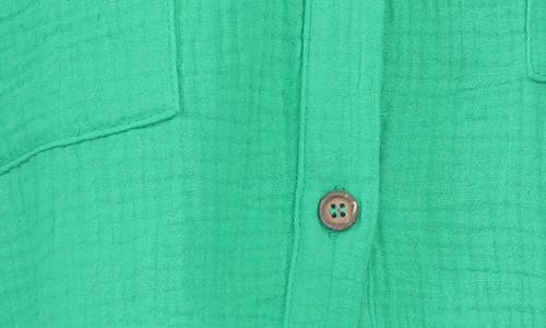 Rain And Rose Cropped Cotton Gauze Button-up Shirt In Green