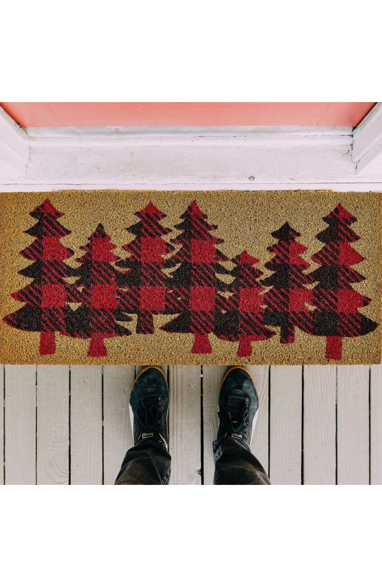 tag Coir Estate Mat Tis This Season Red Green Pine Trees, Alternate, color, 