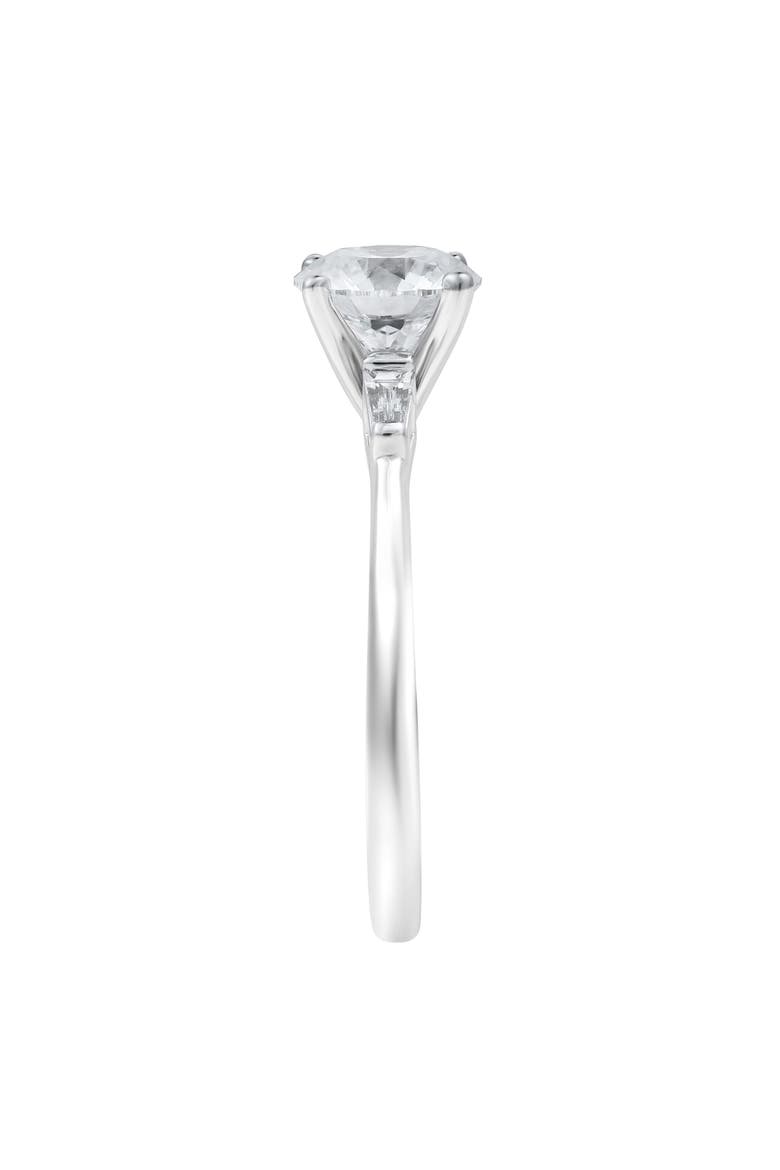 Piper 14K White Gold Round Cut Lab Grown Diamond Tapered Baguettes Engagement Ring - 1.05 Ct, Alternate, color, 14K White Gold