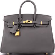 Pre-Owned Hermes Birkin Handbag Grey Swift with Gold Hardware 25