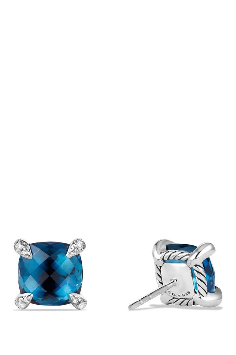 Châtelaine Earrings with Semiprecious Stones & Diamonds, Alternate, color, SILVER/ HAMPTON BLUE TOPAZ