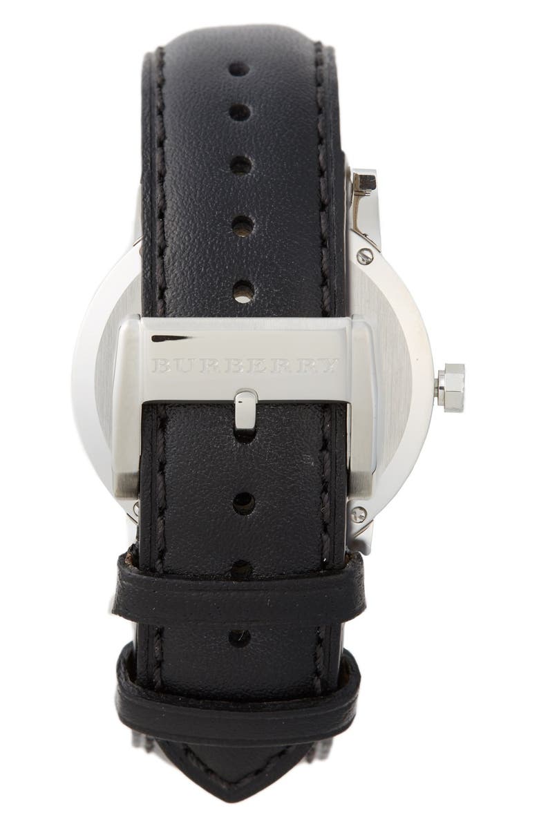 Burberry Check Stamped Round Dial Watch, 38mm, Alternate, color,