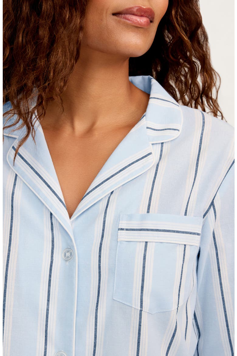 Coastal Stripe Cotton Twill Nightshirt, Alternate, color, BLUE