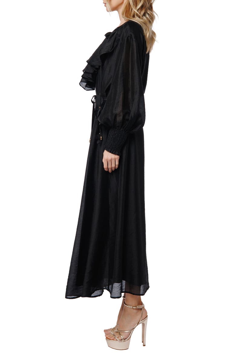 CIEBON Kiyelle Ruffle Long Sleeve Maxi Dress, Alternate, color, Black