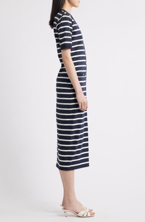 Frame The Striped Sailor Organic Cotton Midi Dress In Blue