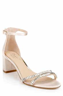 Jewel Badgley Mischka Joanne Embellished Block Heel Sandal