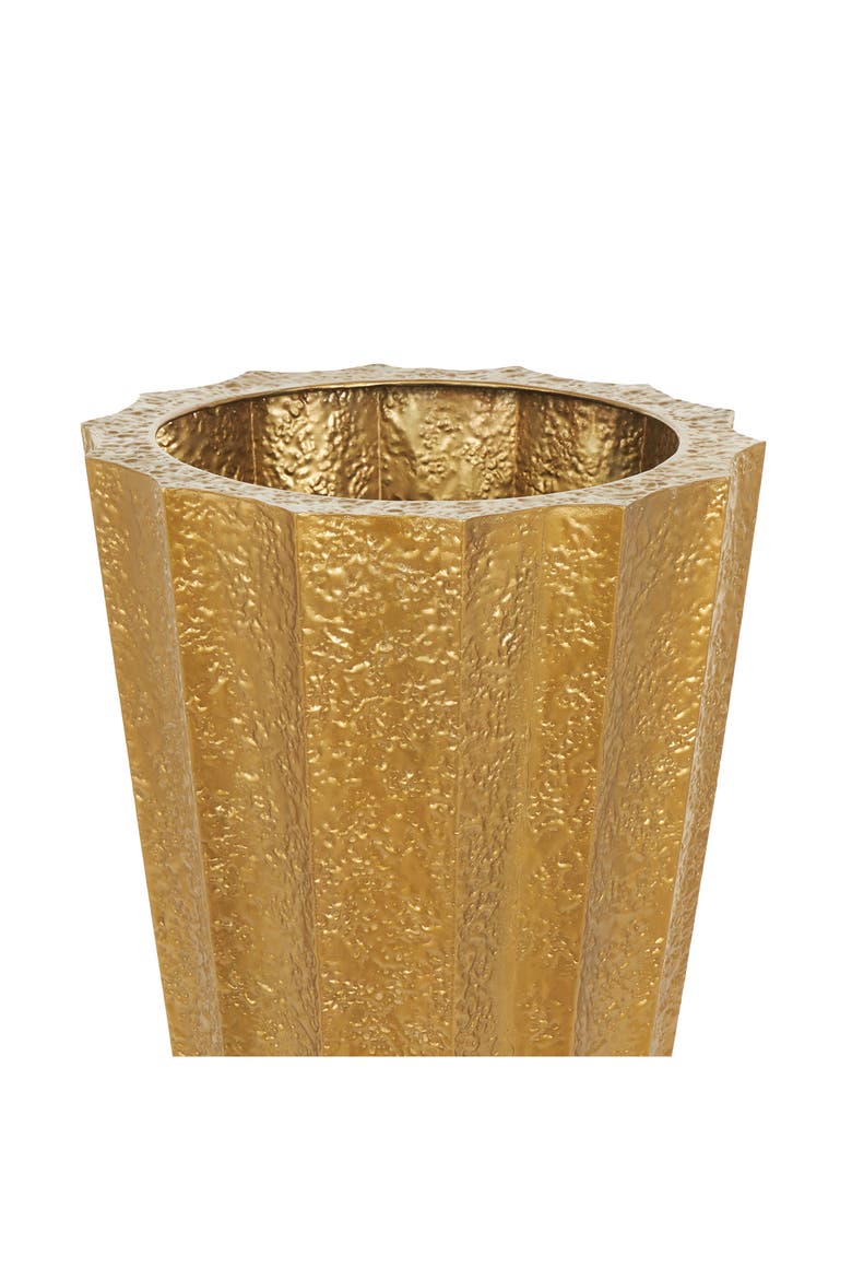 Set of 2 Pleated Vases, Alternate, color, GOLD