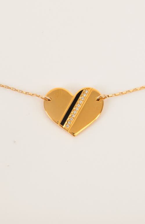 Gwen Beloti Heart Stripe Pendant Necklace In Gold