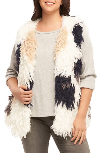 Tart Mave Spot Shaggy Faux Fur Vest In White