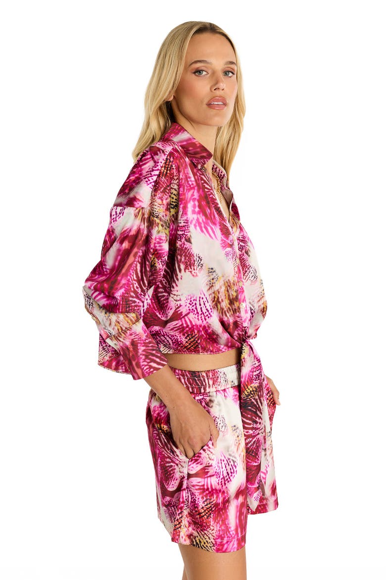 Cecilia Silk Tie-Front Blouse, Alternate, color, Bright Orchid