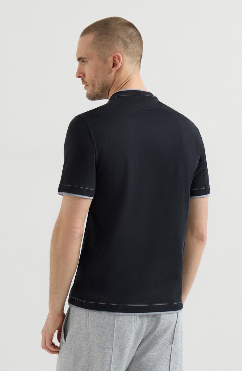 Brunello Cucinelli T-shirt with faux-layering, Alternate, color, Black