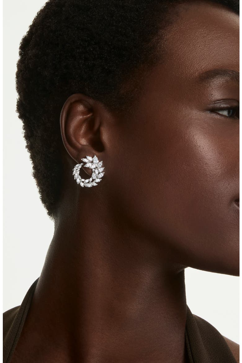 Mesmera Cubic Zirconia Small Hoop Earrings, Alternate, color, WHI/ RHS