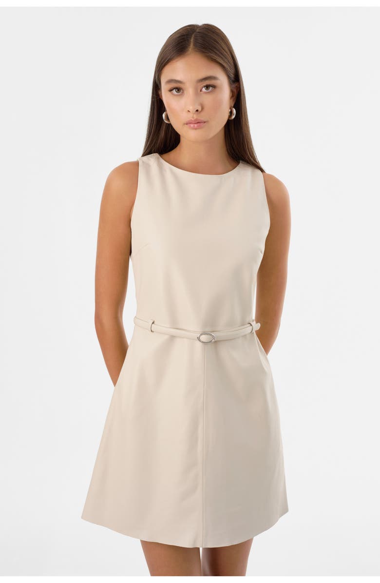 LAMARQUE Hilma | Leather Shift Dress, Alternate, color, Bone