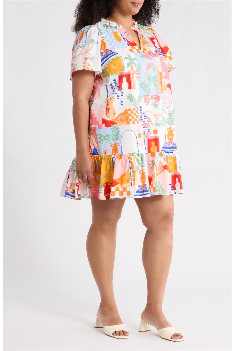 Petrolia Print Minidress, Alternate, color, ORANGE-PINK-WHTE