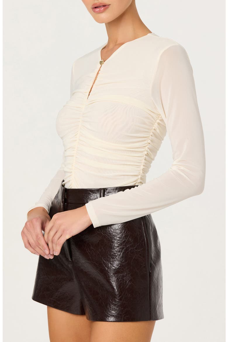 Yasmine Ruched Long Sleeve Shirt, Alternate, color, OFF WHITE