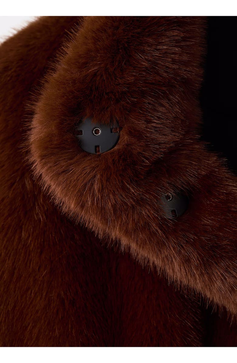 MANGO Faux Fur Jacket, Alternate, color, Brown
