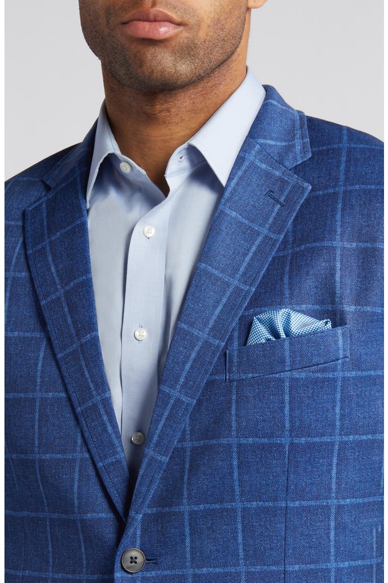XC Flex® Blue Windowpane Check Knit Sport Coat, Alternate, color, BLUE PLAID