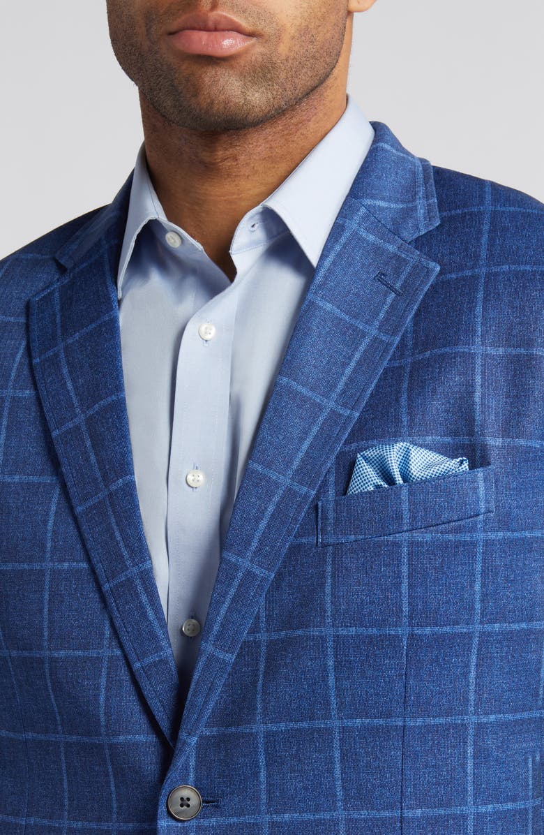 Johnston & Murphy XC Flex<sup>®</sup> Blue Windowpane Check Knit Sport Coat, Alternate, color, 