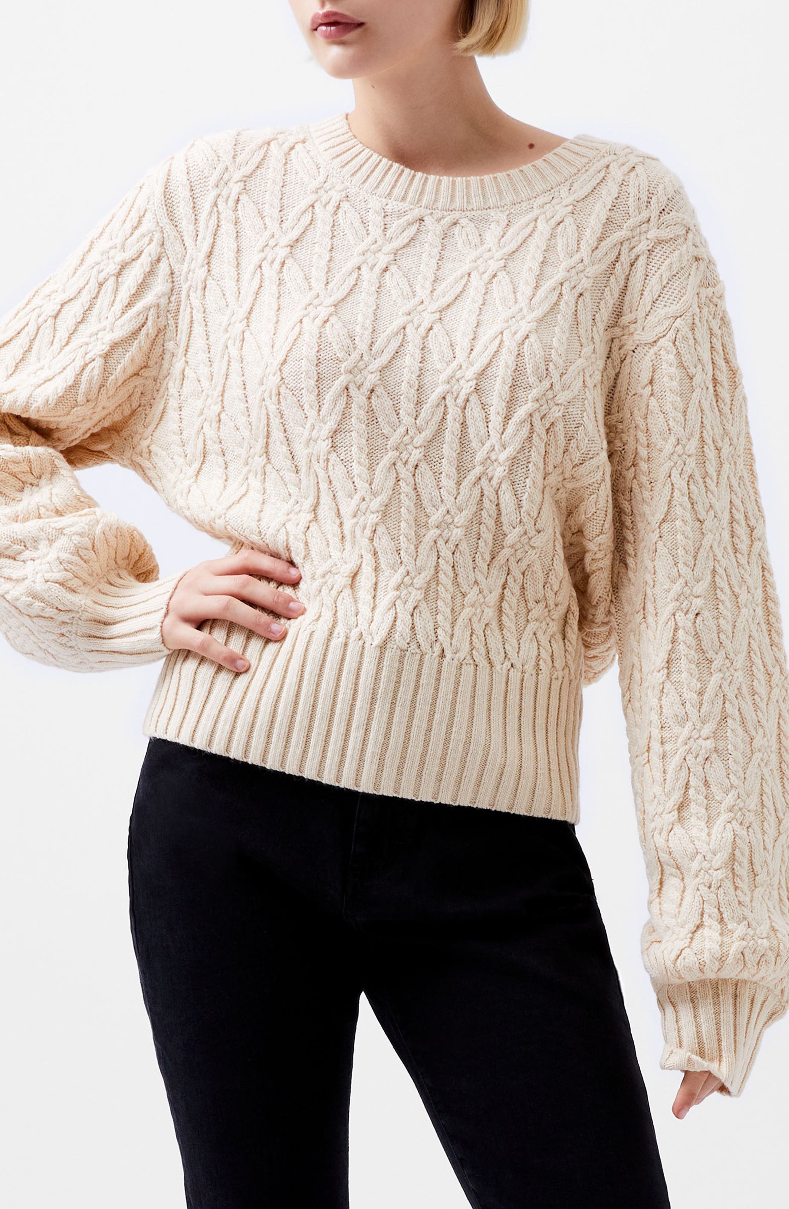 French Connection Layon Jini Cable Crewneck Sweater