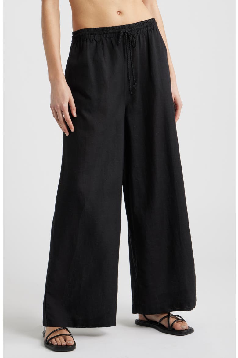 Flowy Cover-Up Pants, Main, color, BLACK