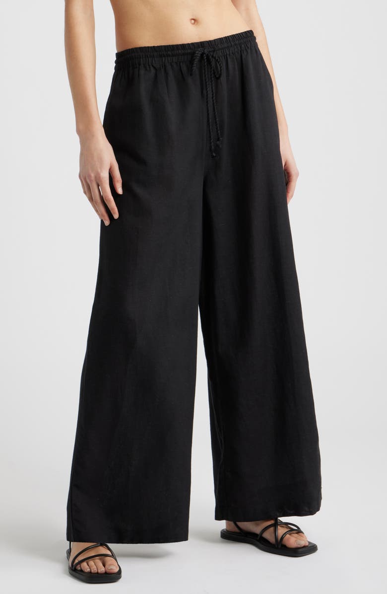 Nordstrom Flowy Cover-Up Pants, Main, color, Black