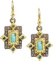 Armenta Turquoise & London Blue Topaz Crivelli Drop Earrings